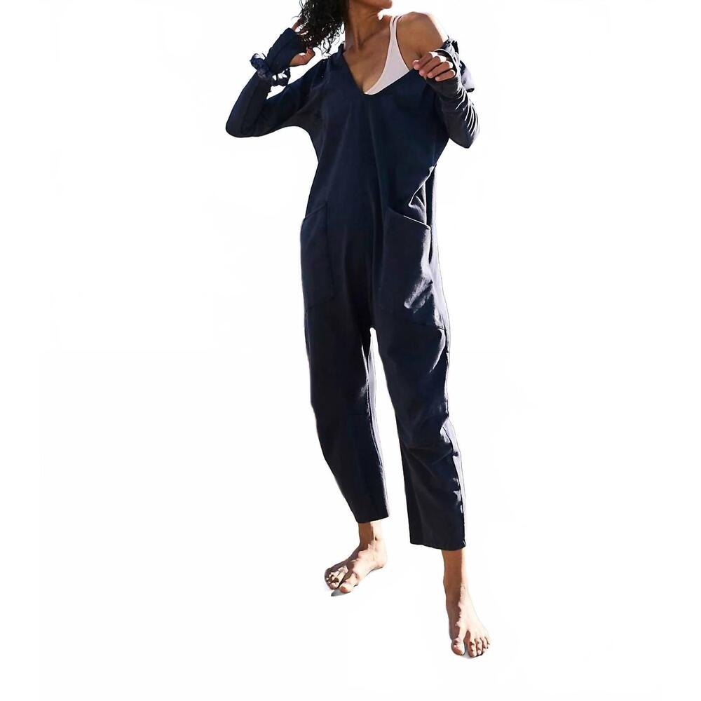 NEW FREE PEOPLE hot shot long sleeve onesie in midnight navy